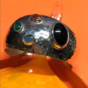 Sterling Silver Hammered Cuff Bracelet Mexico 925